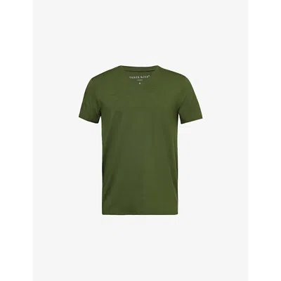 Derek Rose Mens Green Basel 15 V-neck Short-sleeve Stretch-jersey T-shirt