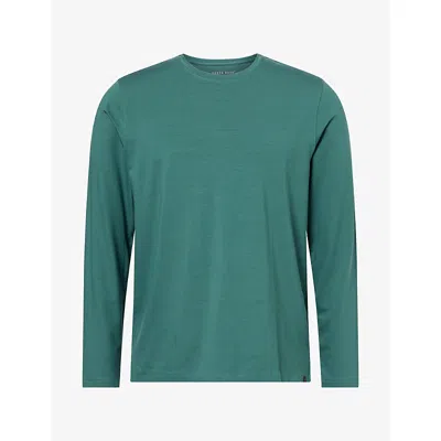 Derek Rose Mens Basel Long-sleeve Micro Modal Jersey T-shirt Green