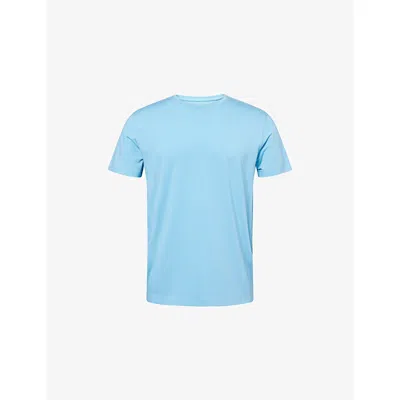 Derek Rose Mens Basel Short-sleeve Jersey Pyjama Top Blue