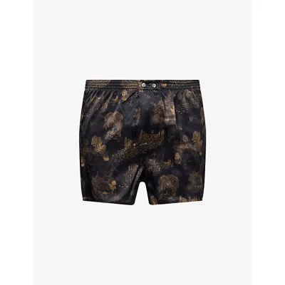 Derek Rose Mens Black Brindisi Classic-fit Silk Boxer Shorts