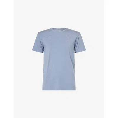Derek Rose Mens  Basel Micro Crewneck Stretch-modal T-shirt In Blue