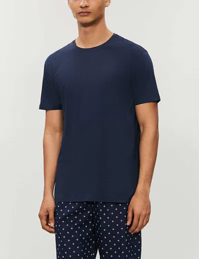 Derek Rose Mens Blue Basel Stretch-modal T-shirt