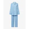 Derek Rose Mens Blue Dr Nelson 106 Patterned Cotton Pyjama Set In Blue