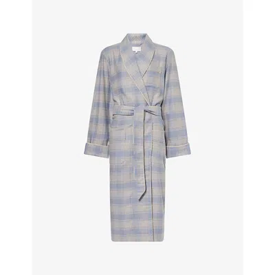 Derek Rose Mens  Kelburn Cotton Robe In Gray