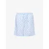 Derek Rose Mens Ledbury Striped Elephant-print Cotton Lounge Shorts Blue In Blue