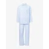 Derek Rose Mens Blue Ledbury Striped Elephant-print Cotton Pyjamas In Blue