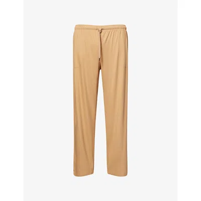 Derek Rose Mens Basel Relaxed-fit Stretch-modal Lounge Trousers Camel