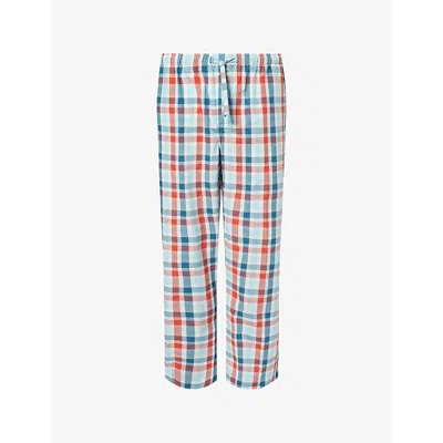 Derek Rose Mens Blue Barker Check Cotton Lounge Trousers In Multi