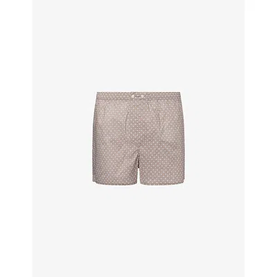Derek Rose Mens Brown Ledbury  Classic-fit Cotton Boxer Shorts Xl