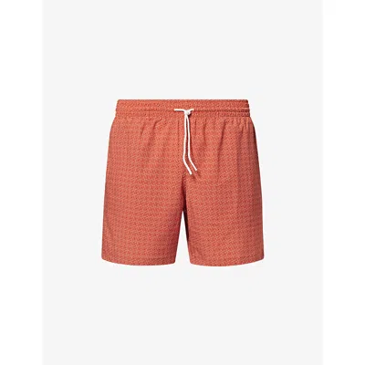 Derek Rose Mens Orange London Roundabout  Printed Swim Shorts
