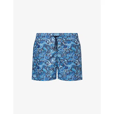 Derek Rose Mens Maui Graphic-pattern Swim Shorts Navy In Blue