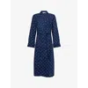 Derek Rose Mens Nelson Graphic-pattern Cotton-poplin Robe Navy