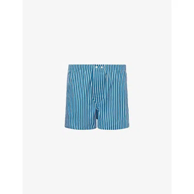 Derek Rose Mens Blue Royal Stripe Classic-fit Cotton Boxer Shorts Xl