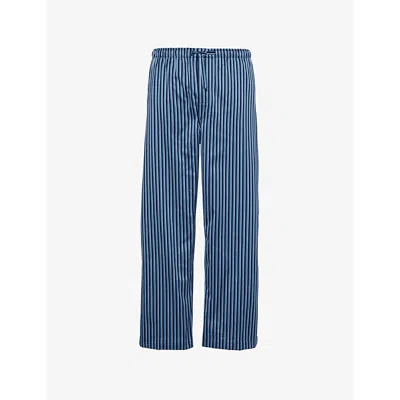 Derek Rose Mens Wellington Straight-leg Relaxed-fit Cotton Pyjama Trousers Blue