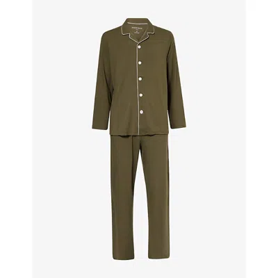 Derek Rose Basel Stretch-micro Modal Jersey Pyjama Set In Green