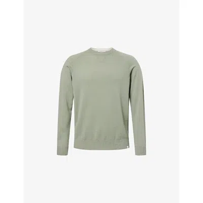 Derek Rose Mens Finley Crewneck Cashmere Jumper Green Xl
