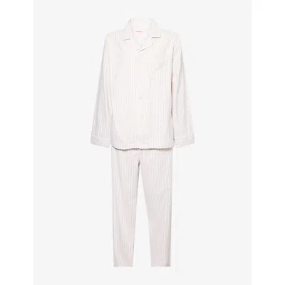 Derek Rose Mens Kelburn Classic Cotton Pyjama Set Neutral In White
