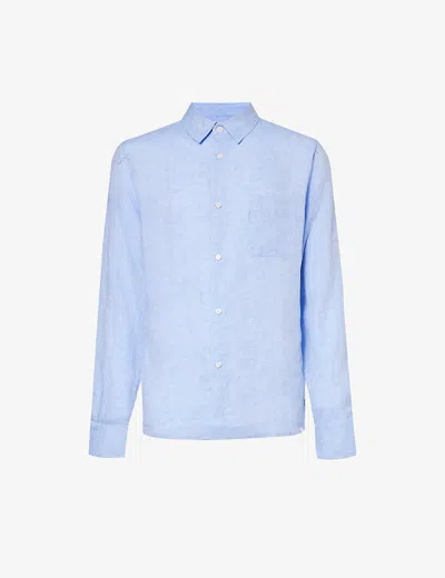 Derek Rose Monaco Regular-fit Linen Shirt In Blue