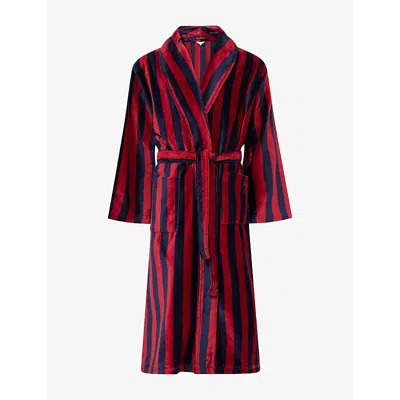 Derek Rose Aston Striped-pattern Cotton-blend-towelling Bathing Robe In Multi