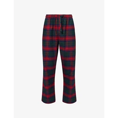 Derek Rose Mens Multi-coloured Chek-print Straight-leg Cotton Pyjama Bottoms