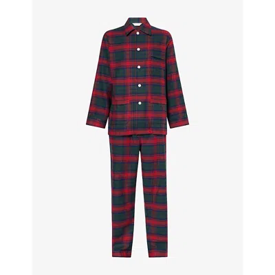 Derek Rose Mens  Kelburn Check-print Brushed-cotton Pyjama Set In Multi