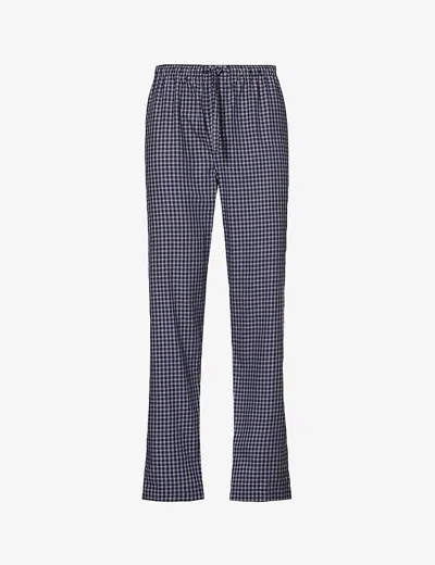 Derek Rose Braemar Checked Lounge Trousers In Navy