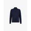 Derek Rose Mens Finley Funnel-neck Zip-up Cashmere Jumper Navy In Navy