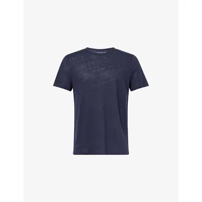 Derek Rose Mens Navy Jordan Short-sleeve Linen T-shirt Xxl In Blue