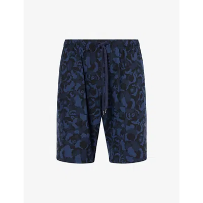 Derek Rose Mens  London Printed Stretch-jersey Shorts In Blue