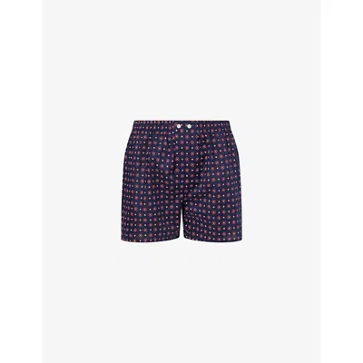 Derek Rose Mens  Nelson  Patterned Cotton Boxer Shorts In Blue