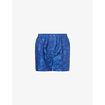 Derek Rose Mens  Paris Patterned Cotton Boxer Shorts In Blue