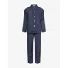 Derek Rose Mens Navy Plaza Pin Dot-print Cotton Pyjama Set In Blue