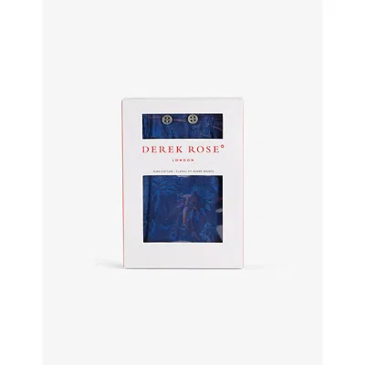 Derek Rose Mens Navy Printed Mid-rise Cotton-poplin Boxer Shorts