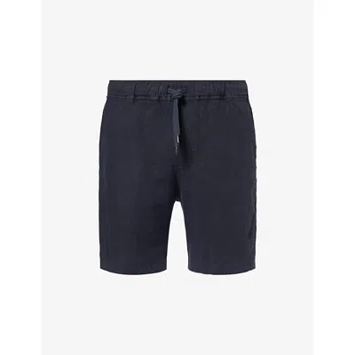 Derek Rose Mens Navy Vienna Drawstring Linen Shorts Xxl In Black