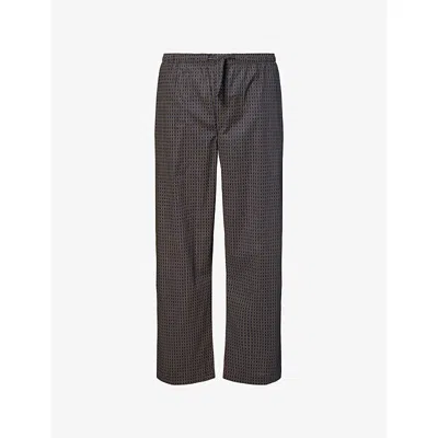 Derek Rose Mens Nelson Graphic-pattern Cotton Pyjama Bottoms Navy Xl