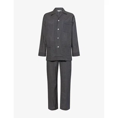 Derek Rose Mens Navy Nelson Striped Cotton Pyjamas