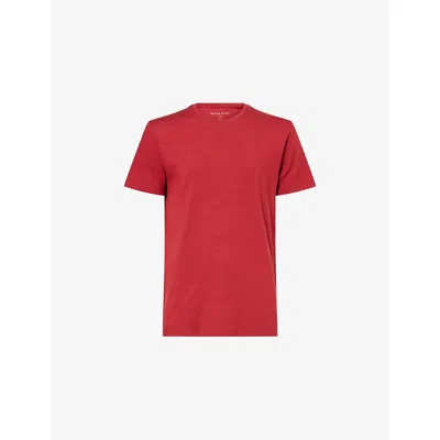 Derek Rose Mens  Basel Micro Crewneck Stretch-modal T-shirt In Red