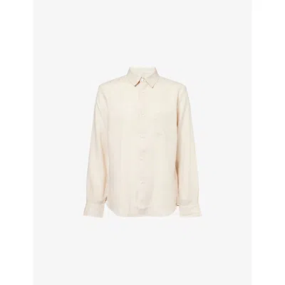 Derek Rose Mens Sand Monaco Long-sleeve Linen Shirt