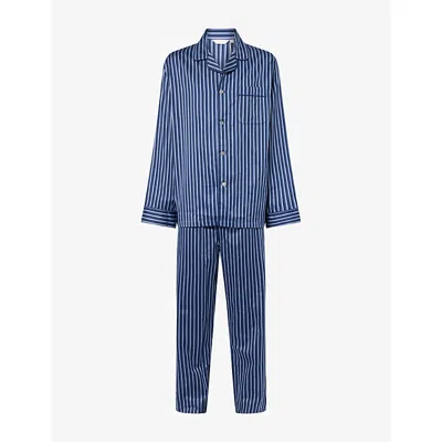 Derek Rose Mens Wellington Classic Cotton Pyjama Set Navy In Multi