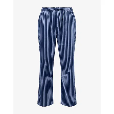 Derek Rose Mens Wellington Cotton Lounge Trousers Navy In Blue
