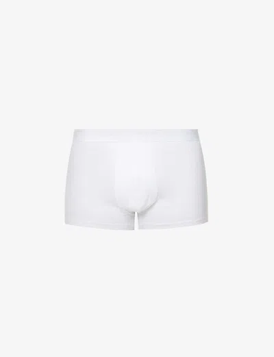 Derek Rose Jack Branded-waistband Stretch-cotton Trunks In White