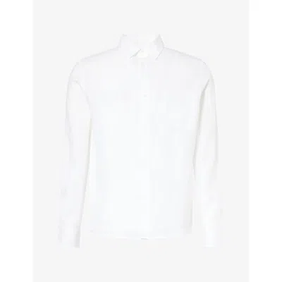 Derek Rose Mens White Monaco Long-sleeve Linen Shirt Xl