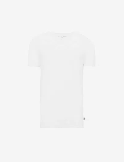 Derek Rose Derek Rose Mens White V-neck Modal T-shirt