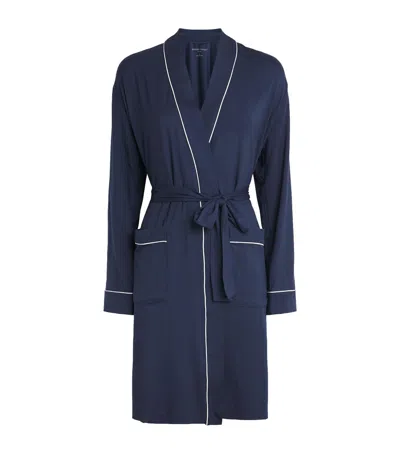 Derek Rose Micro Modal Lara Robe In Blue