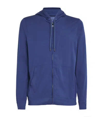 Derek Rose Micro Modal Zipped Hoodie In Blue