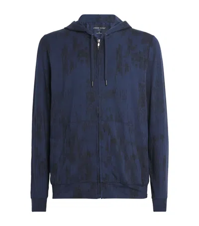 Derek Rose Micro Modal Zip-up Hoodie In Blue