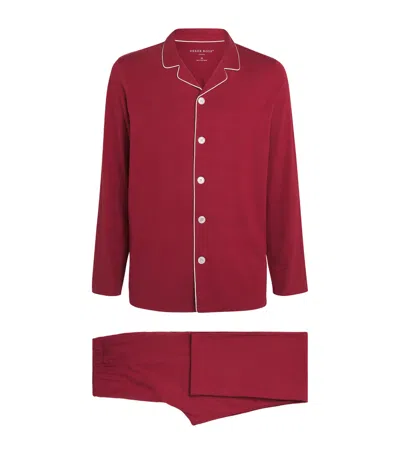 Derek Rose Micromodal Basel Pyjama Set In Red