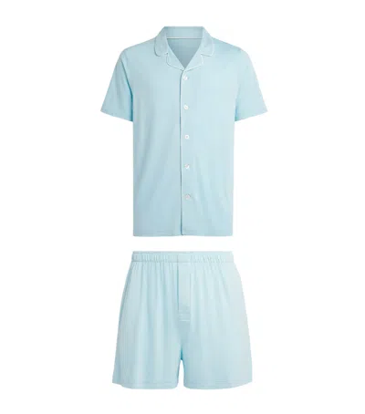 Derek Rose Modal-blend Short Basel Pyjama Set In Blue