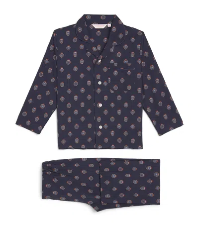Derek Rose Kids' Patterned Ledbury Pyjamas In Navy