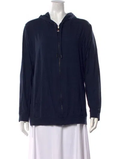 Pre-owned Derek Rose Patterned Open Front Hoodie In Blue